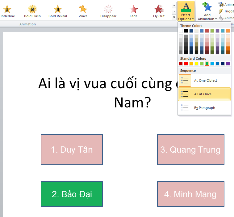 tạo kết quả đúng 